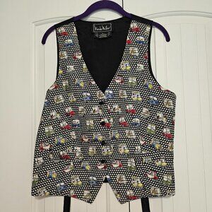 Vintage‎ Women's Nicole Miller 100% Silk Vest Golf Carts 1995 Size Large